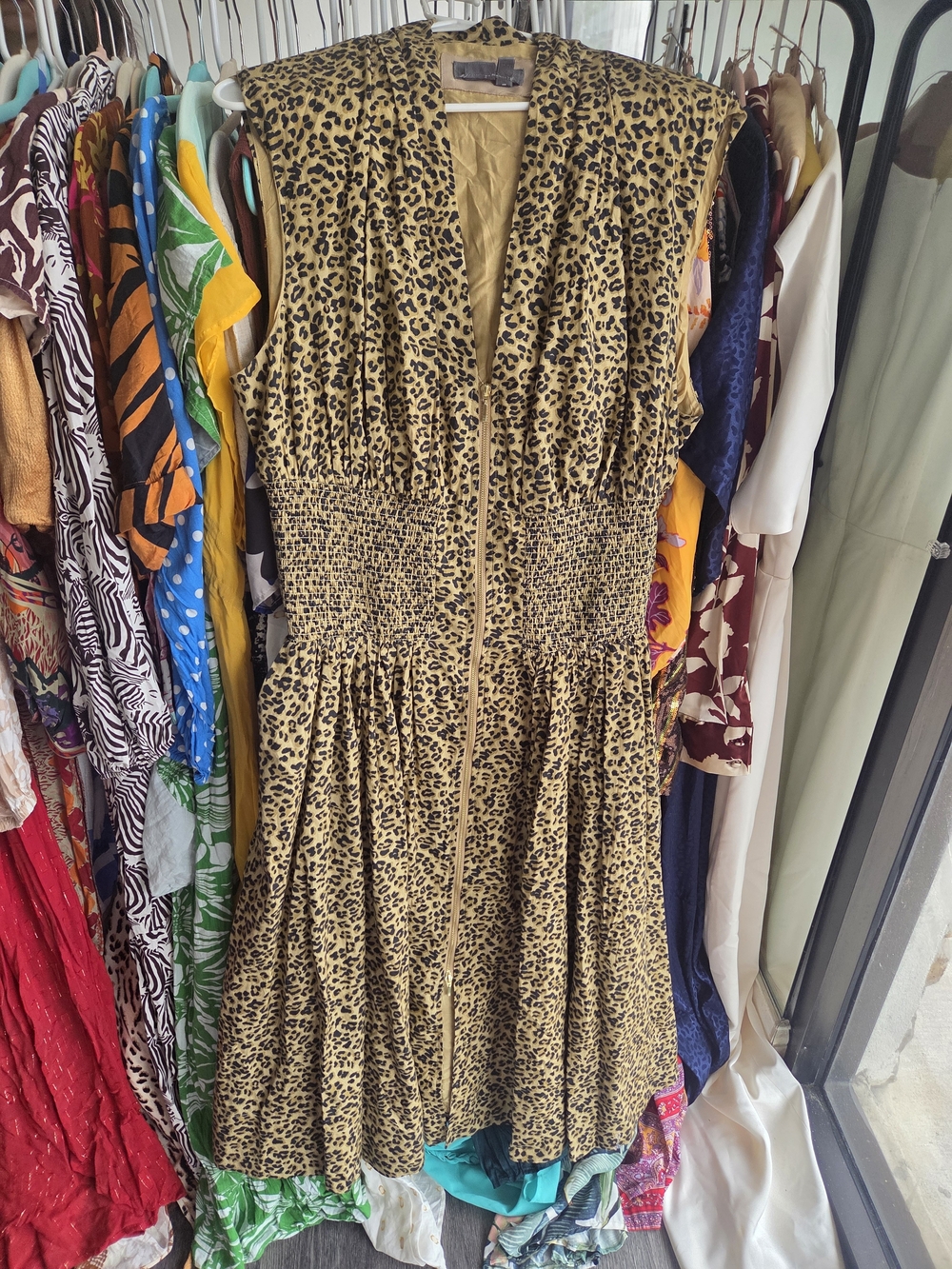 Anthropologie Leopard Print Midi Dress in Tan and Black